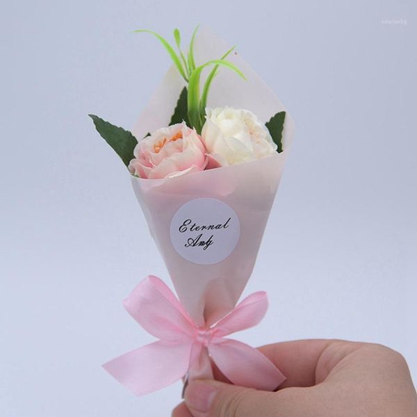 Декоративные цветы венки одиночная розовая букет рука с сухой цветочной ко дню матери Подарок мини -декор дня рождения искусственные цветы1