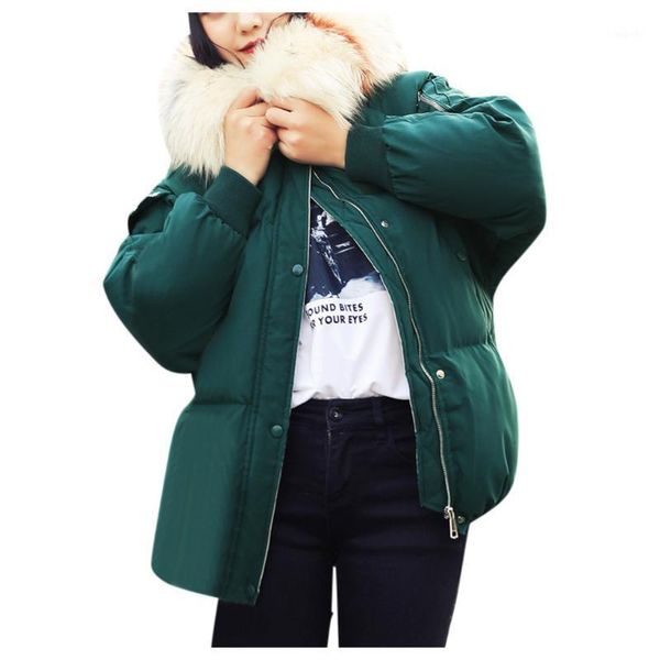 

fashion solid color casual parka winter warm cotton parka hooded winter long-sleeved winter2020 fashion jacket women fur1, Black