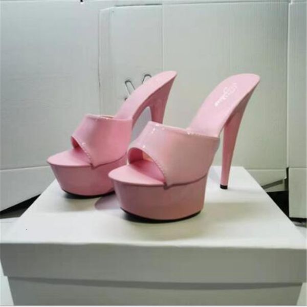 

2021 new fashion design 15cm super high heels crutches -year-old open toed sandals stripper stilettos club ebg2, Black