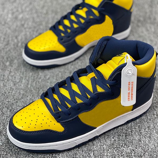 

sb qs high pro leather skateboard shoes skateboarding shoe michigan dunk yellow chaussures men women trainers zapatos us5.5-11, White;red
