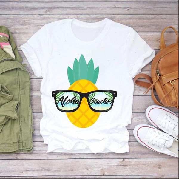 

women 2021 summer pineapple beach cool cute fruit sweet camisas t shirts t shirt ladies womens graphic female t shirt, White