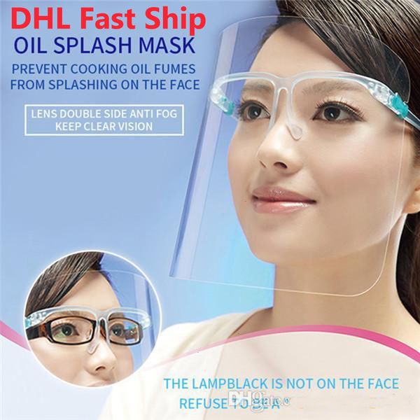 

factory dhl ship clear shield plastic screen full face protection isolation anti-fog oil protective reusable party mask