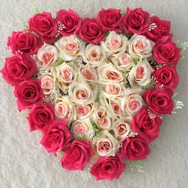 

decorative flowers & wreaths 40cm*40cm lovely heart shape rose for wedding car wall door artificial para porta multicolors