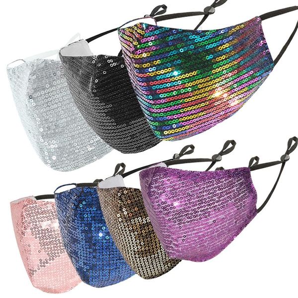 Sequin Moda Face Masks Designer Face Mask Homens Mulheres Respirável Poeira Fina Delante Espumante Colorido Diamante Máscara De Poeira Máscara Em Estoque