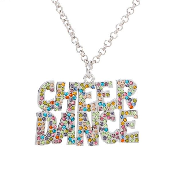 

rhinestone cheer dance pendant necklace exquisite crystal letters women man dancing jewelry gift wholesale, Silver