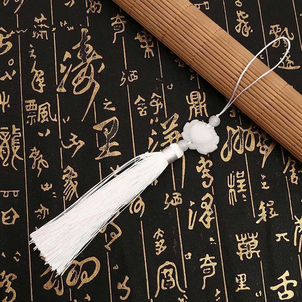 

10pcs lot 12cm white jade lotus flower tassel silk fringe sewing tassel trim decorative key tassels for curtain home decoration h qylmda