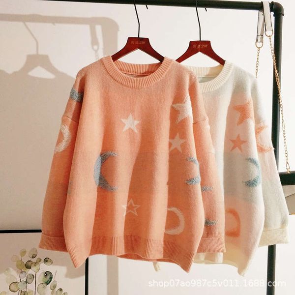 

new casual simple printing loose candy color pullover sweater women's knitted in autumn and winter 2020, White;black