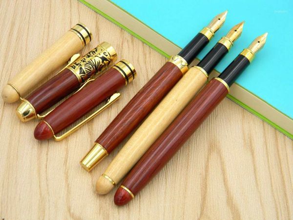 

red white wood golden emboss fashion gift medium fountain pen1