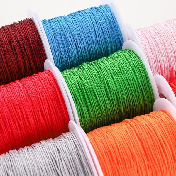 

50m/roll 0.8mm colorful nylon cord thread cotton cord thread string for diy jewelry making findings accessories supplies wmtyjo, White;red