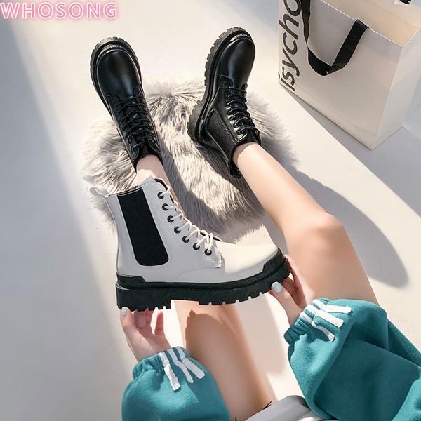 

2021 new winter keep warm thick soled comfortable boots women shoes snow boots leather ankle women motorcycle, Black