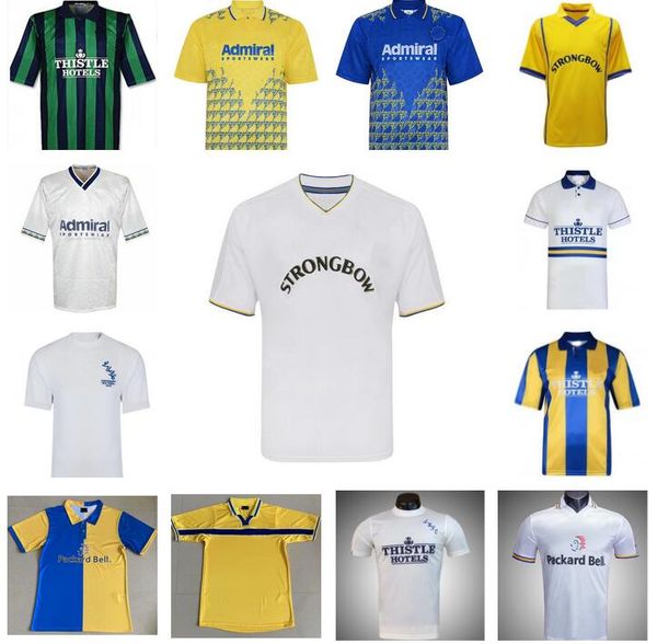 

leeds 1978 92 93 94 95 96 97 98 99 00 02 soccer jersey home away smith kewell phillips harrison bamford raphinha hasselbaink 21 22 retro uni, Black;yellow