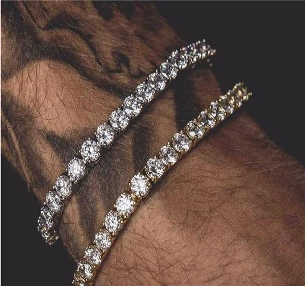 

iced zirconia jewelry out 5mm lock hiphop m tennis 1 luxury cubic bracelet triple bracelets row men 6mm 4mm wmtyi lottery2010, Golden;silver