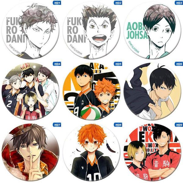 

2020 volleyball hinata syouyou kageyama boy brooch anime manga haikyuu series glass bronze plated badges schoolbag pins, Gray