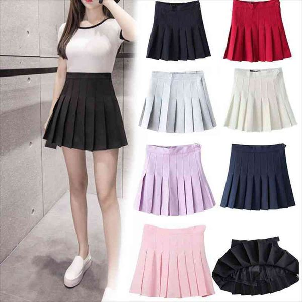 

casual solid mini half-length pleated skirts for women plus size high-waist skirt is thin and anti-empty a-line mini skirt, Black