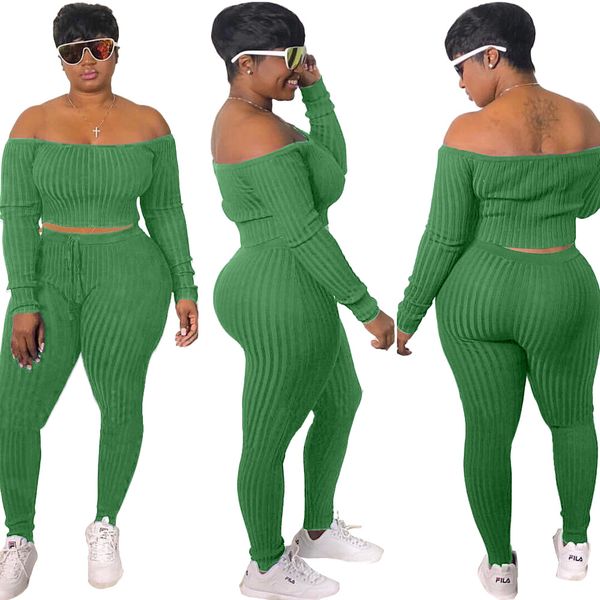 

h1085 europe and america cross border womens fashion casual exercise suit off shoulder women clothing new, Gray