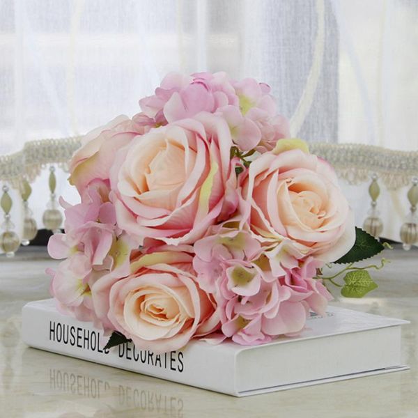 

7 forks/bouquet luxury decor artificial hydrangea flower no leaf fake silk hydrangea floral home garden wedding christmas decor