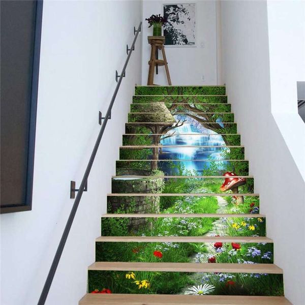 

amjpvc collection creative simple 13 fairy tal magic stair step wall paste
