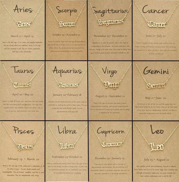 

gold silver plated 12 constellation necklace zodiac letter symbol pendent necklaces chain for women men brithday anniversary nice jewelry gi