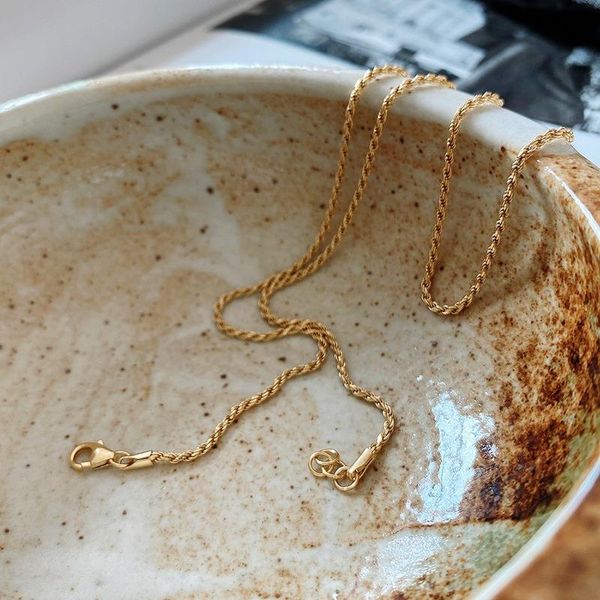 

chains leouerry 925 sterling silver golden twist chain choker necklaces minimalist elegant for women luxury festival jewelry