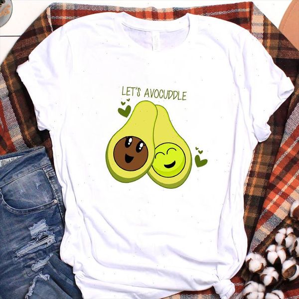 

women avocado love couple fruit cute cartoon print ladies graphic tshirt clothes t tee womens shirt clothing t shirt, White