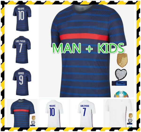 

2020 2021 france soccer jersey maillot equipe de 20 21 hernandez varane f giroud thauvin france kante pogba maillot de foot football shirt, Black