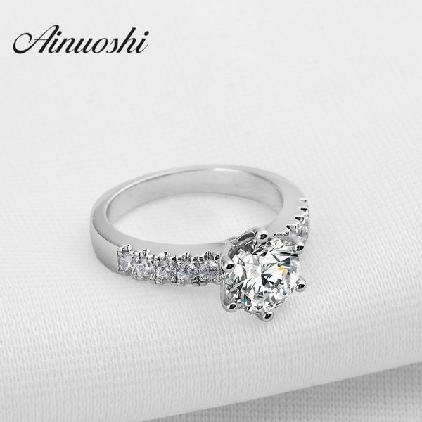 

ainush luxury 925 silver ring women's round sonar anion contract wedding jewelry y200106, Slivery;golden