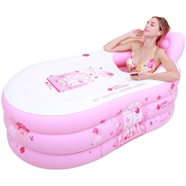 

bathing tubs & seats omper inflatable bathtub household single bath sweat folding and thickening the whole body of children, adults b