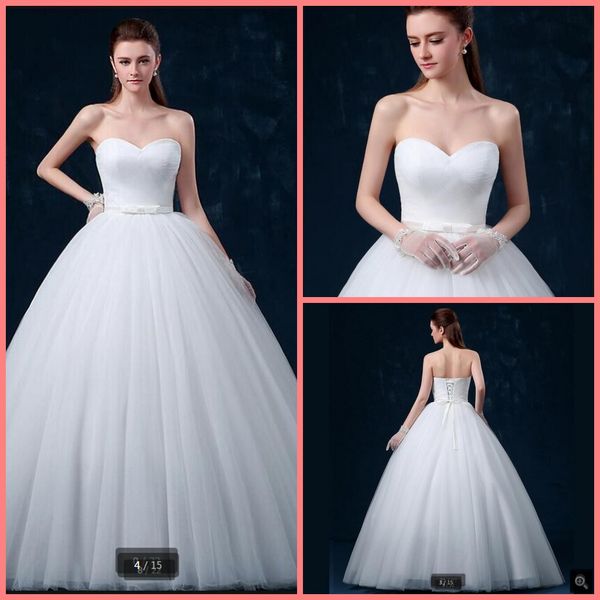 

vestido de festa 2021 white tulle ball gown wedding dress strapless sweetheart neckline pleated simple princess wedding gowns sale