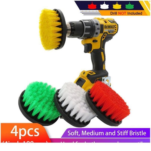 

4pcs drill kit scrubber brush set electric drill brush for shower bathroom car leather plastic wooden furniture clea bbyfup