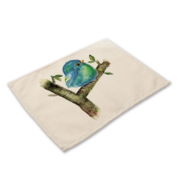 

1pcs bird branch pattern placemat coasters dining table mat cotton linen bowl cup mats kitchen pads 4232cm home decor ma0027 h wmtzkn