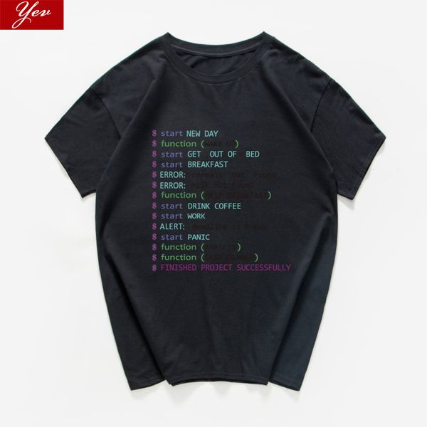 

monday programmer funny t shirt men sarcastic graphic novelty geek men tshirt 100%cotton tees summer t-shirts men clothes, White;black