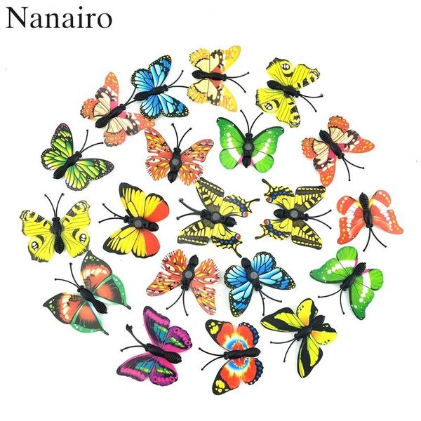 

12pcs multicolor magnet 3d pvc flower butterfly wall stickers for girl kids baby rooms kitchen home decoration adhesive wmthit