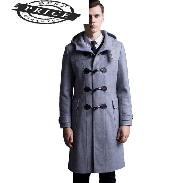 

wool s-7xl autumn winter men jackets single button hooded coats long warm overcoats male clothing light gray black navy