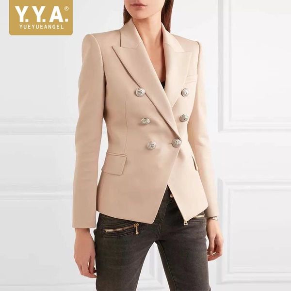 

women's suits & blazers office ladies slim fit blazer women double breasted metel button streetwear female outerwear coat puls s, White;black