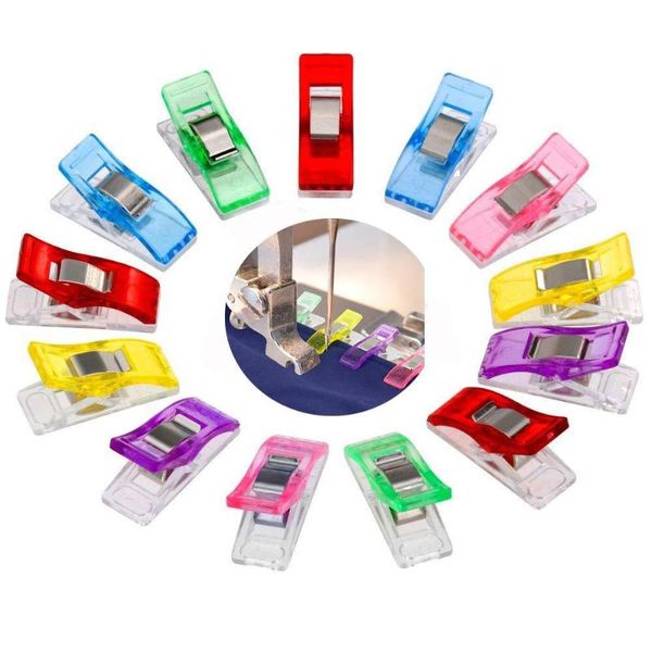

50/100pcs diy patchwork job foot case multicolor plastic clips hemming sewing tools sewing accessories crafts clips tools, Black