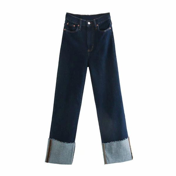 

high waist wide leg jeans pants 2020 fashion women long trousers pockets buttons female pants, Blue