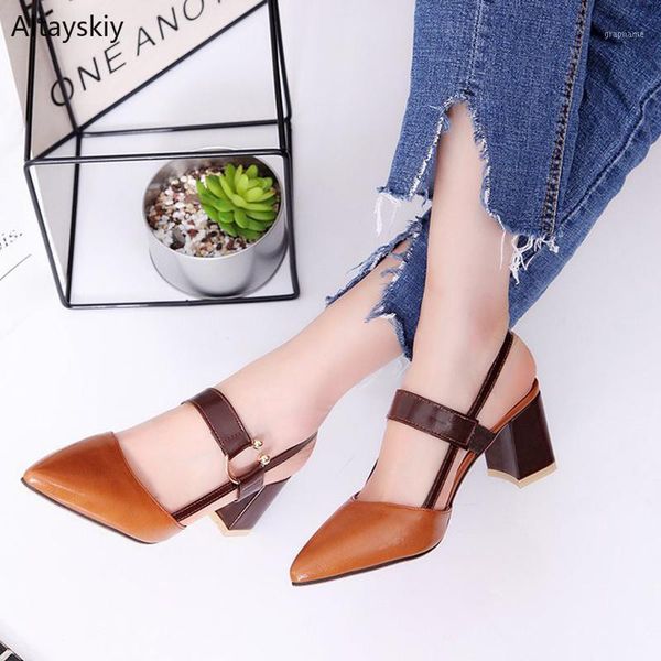

pumps women summer high square heels pointed toe trendy womens breathable simple buckle female retro leisure shoes all-match new1, Black