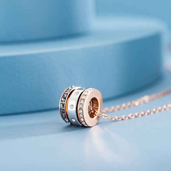 

luxury one to one high version three rings lucky lucky beads necklace female swarovski elements crystal clavicle chain wholesale fashion des, Silver