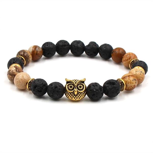 

link, chain black volcanic stone energy bracelet alloy palm sand 8mm men and women models gifts