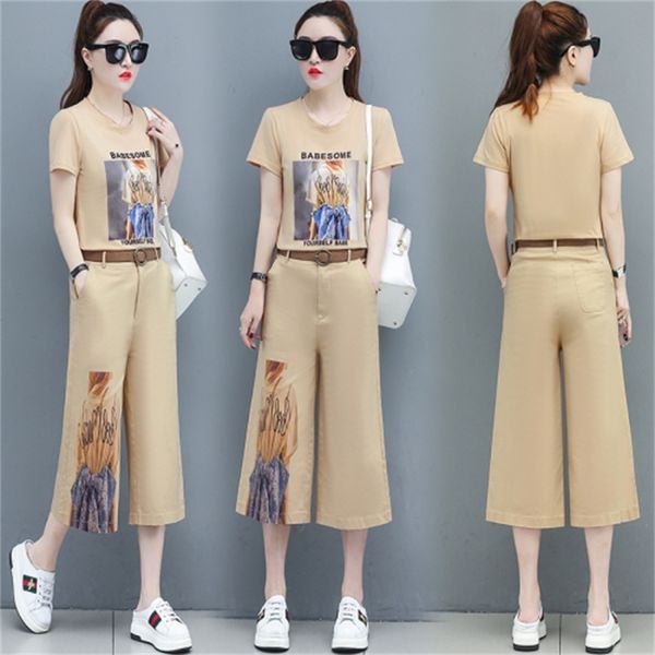 

women's casual will see suit leg width pants two-piece wholesale clothing sets of clothes 3jq9, White