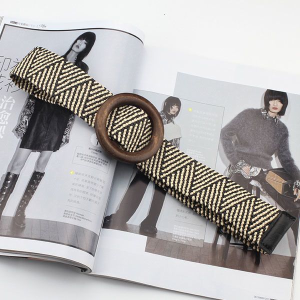 

decoration women's weave wood buckle dress lady fashion belt 4 colors s538, Black;brown