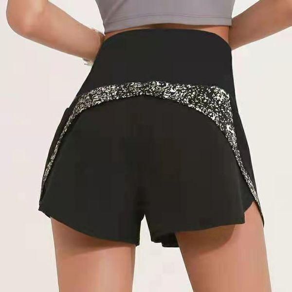 

lu-169 women's yoga pants fitness exercise running vacation two pieces of training leisure anti light shorts, White;red