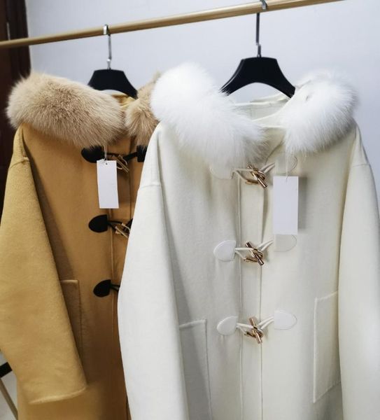 

han edition new web celebrity in same brim horn double coat winter cloth coat female a1452 teamed, Black