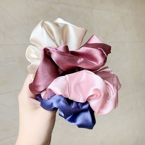 

solid color elastic satin fabric shiny women bands silky headband scrunchie girls bezel for hair wholesale accessories