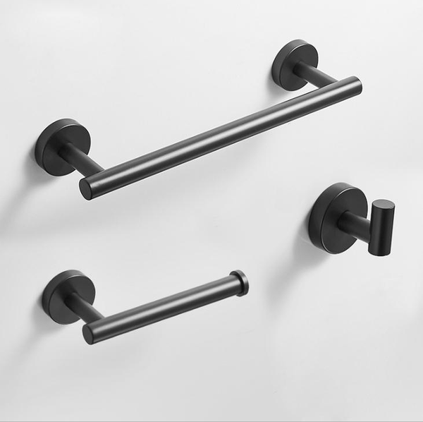 

bath accessory set black finish stainless steel series wall mounted bathroom accessories sets towel rack paper holder hook bar1