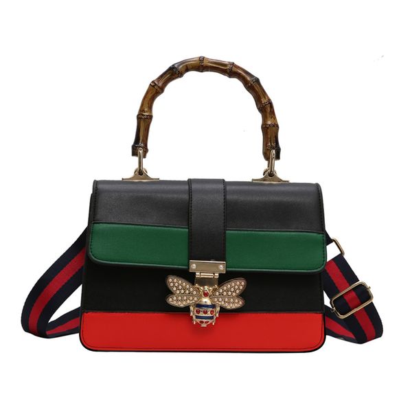 

bags for 2020 high sense of wide shoulder strap handbag new style bamboo fashion women bee messenger bag c1223