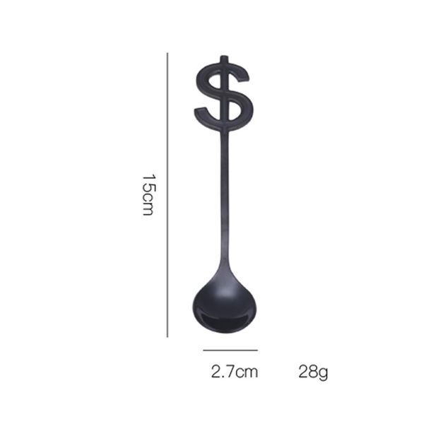

1pcs colorful stainless steel dollar shape spoon creative milk coffee spoon ice candy teaspoon accessorie h wmtqqe