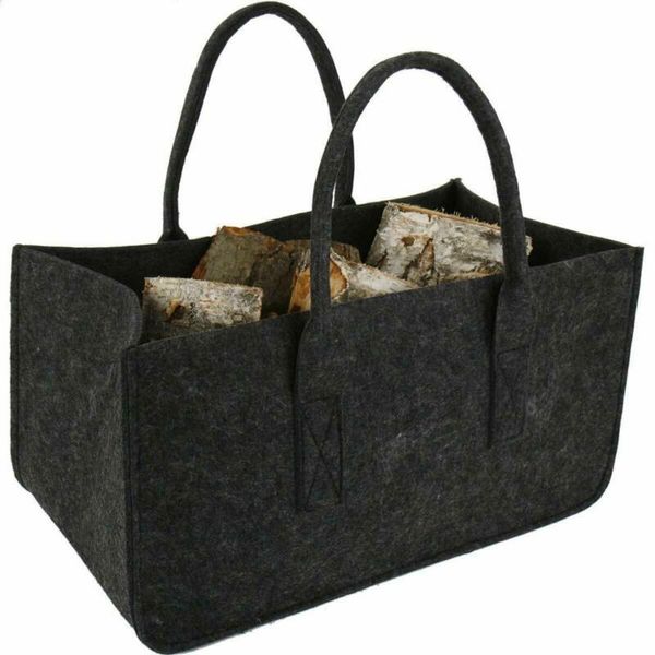 

1 pieces fireplace wood felt storage bag basket magazine rack firewood pocket