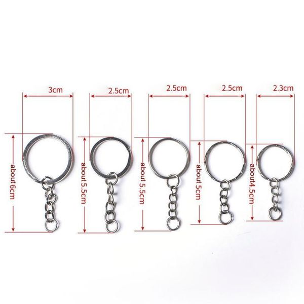 

20pcs/lot 25/30mm polished keyring keychain split ring with short chain key rings women men diy key chain acc jllxtr