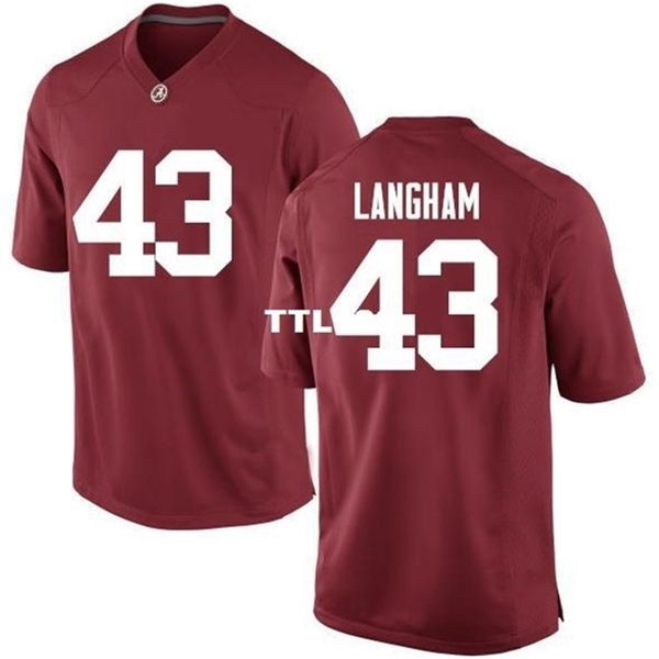 

3740 alabama crimson tide antonio langham #43 real full embroidery college jersey size s-4xl or custom any name or number jersey, Black